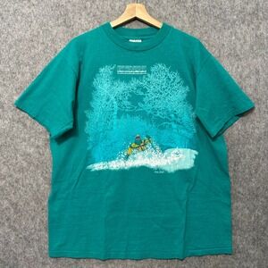Vintage 1991 Oneita Ski The Summit Colorado T-Shirt XL Single Stitch Teal